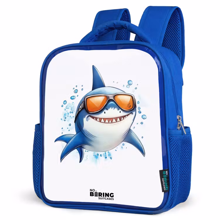 Kinderrugzak - Blauw - Coole haai met zonnebril in het water — 9
