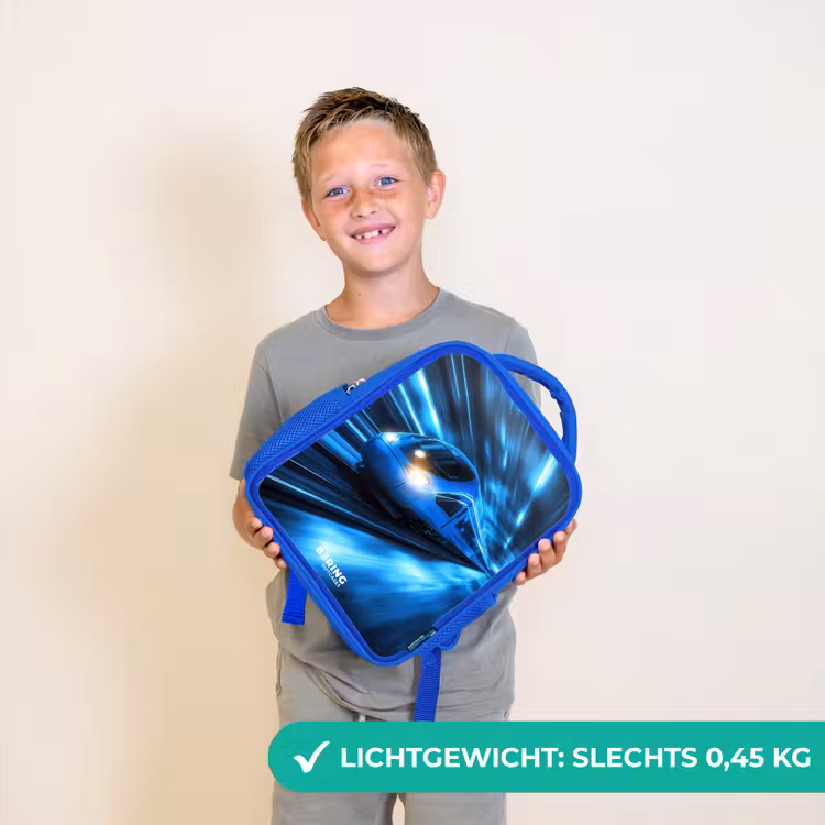 Kinderrugzak - Blauw - Supersnelle trein in neonblauwe tunnel — 2