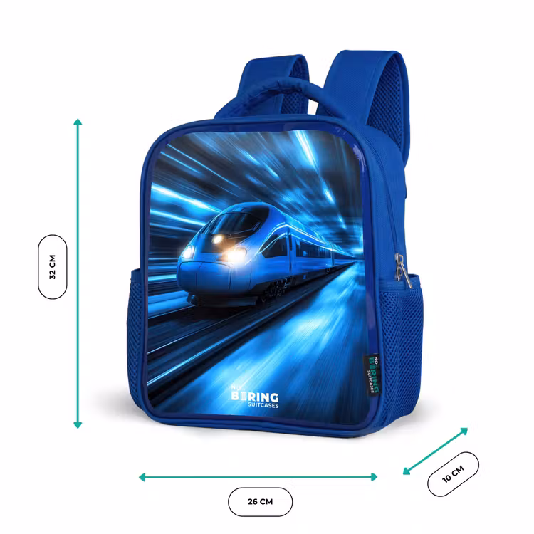 Kinderrugzak - Blauw - Supersnelle trein in neonblauwe tunnel — 6