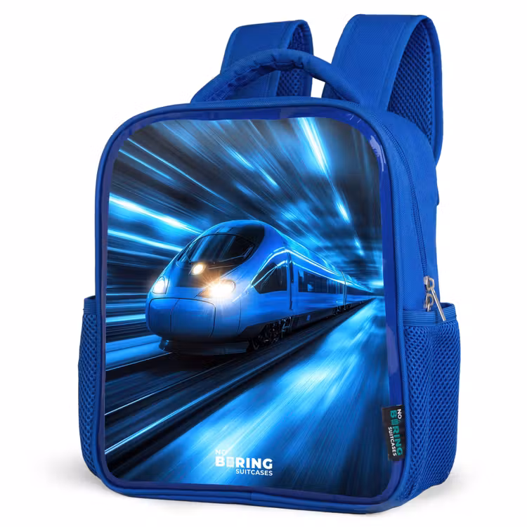Kinderrugzak - Blauw - Supersnelle trein in neonblauwe tunnel — 9