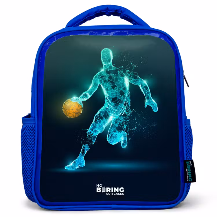 Kinderrugzak - Blauw - Basketbalspeler in neon dribbelactie — 1