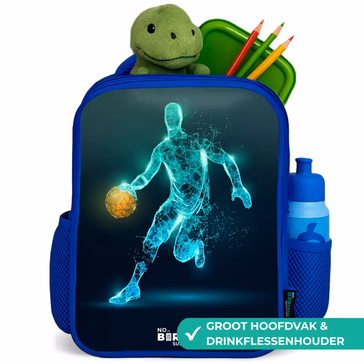 Kinderrugzak - Blauw - Basketbalspeler in neon dribbelactie — 5