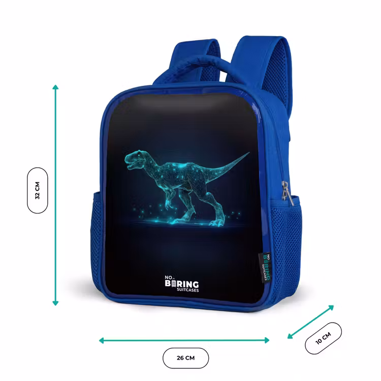 Kinderrugzak - Blauw - Digitale T-Rex in blauw lichtveld — 6