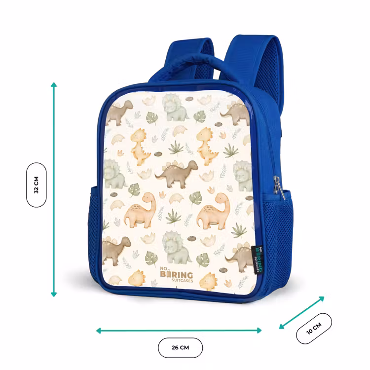 Kinderrugzak - Blauw - Dino patroon in pastelkleuren — 6