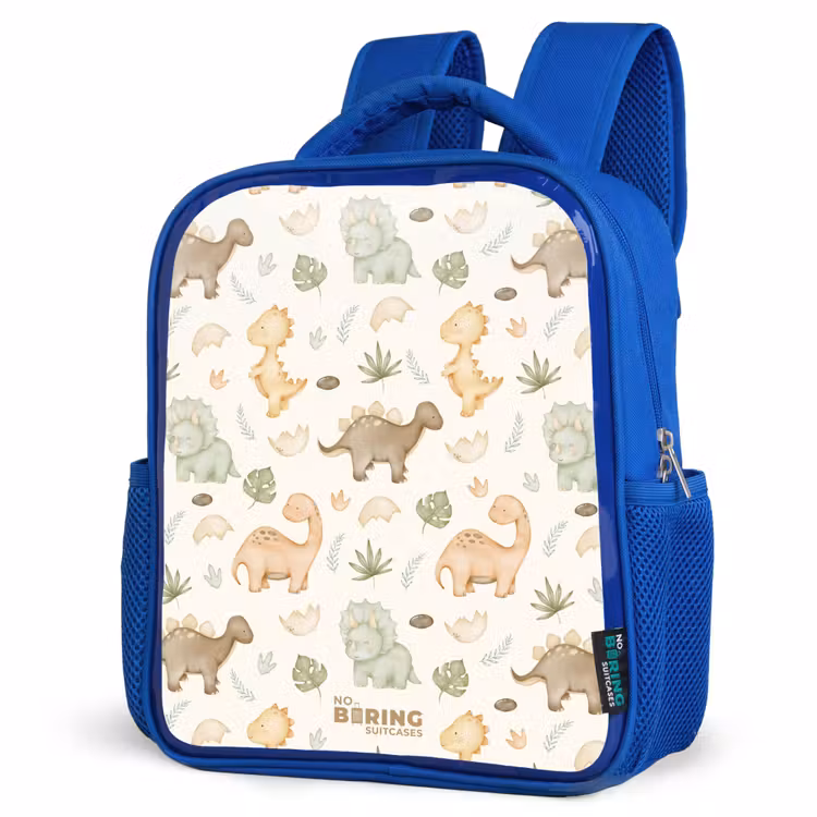 Kinderrugzak - Blauw - Dino patroon in pastelkleuren — 9