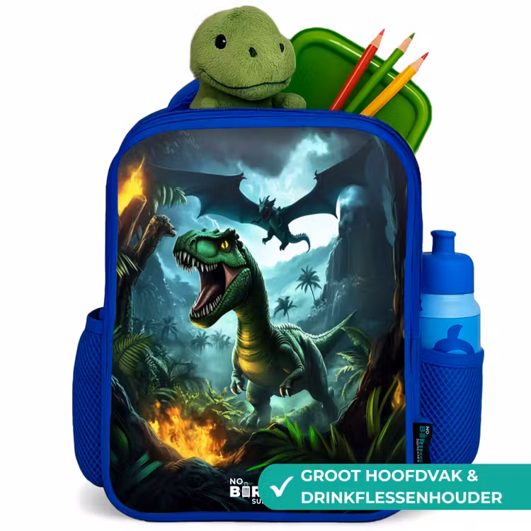 Kinderrugzak - Blauw - Dinosaurus en draak in vurige junglevallei — 5