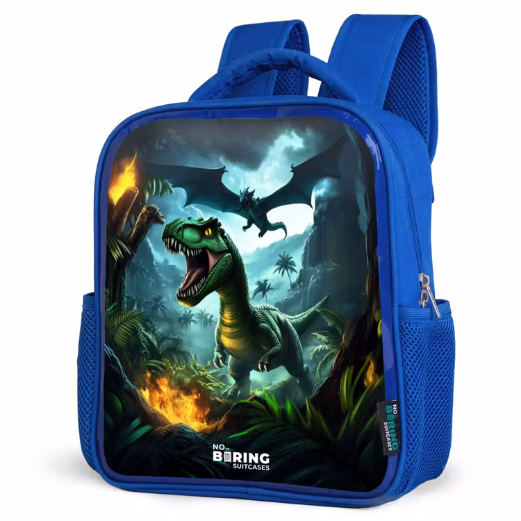 Kinderrugzak - Blauw - Dinosaurus en draak in vurige junglevallei — 9
