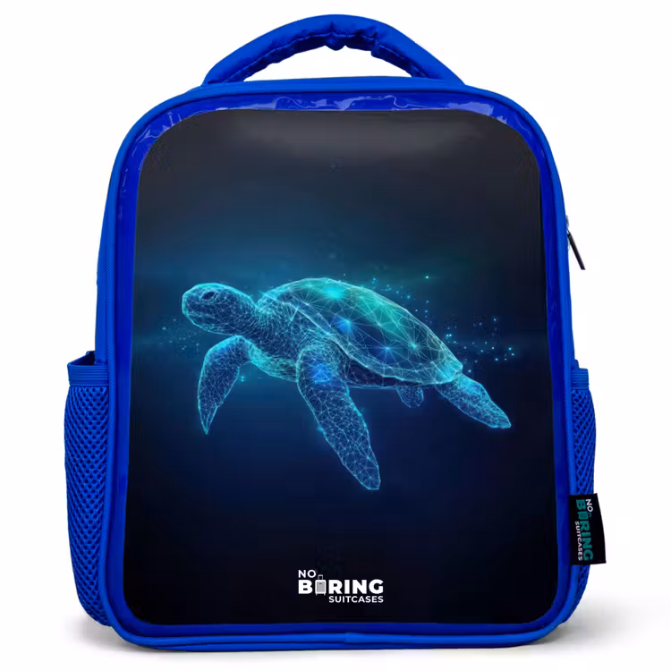 Kinderrugzak - Blauw - Lichtgevende schildpad in digitale oceaan — 1