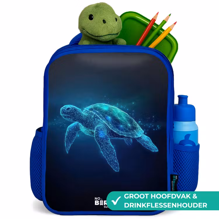 Kinderrugzak - Blauw - Lichtgevende schildpad in digitale oceaan — 5