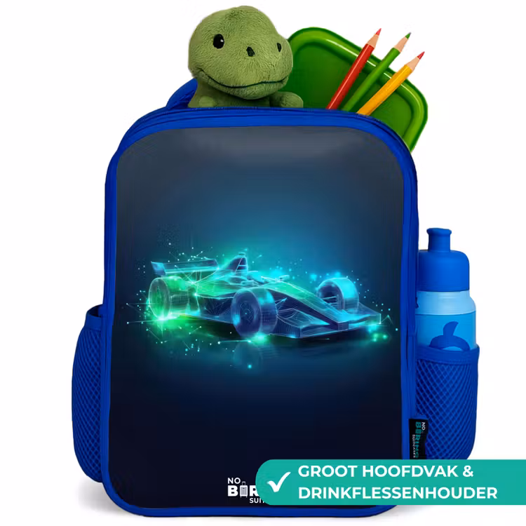 Kinderrugzak - Blauw - Neon racewagen in digitale stijl — 5