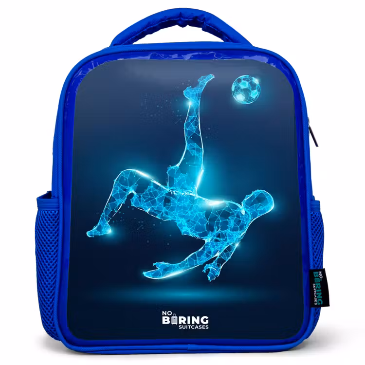 Kinderrugzak - Blauw - Omhaal in blauw neonvoetbal — 1