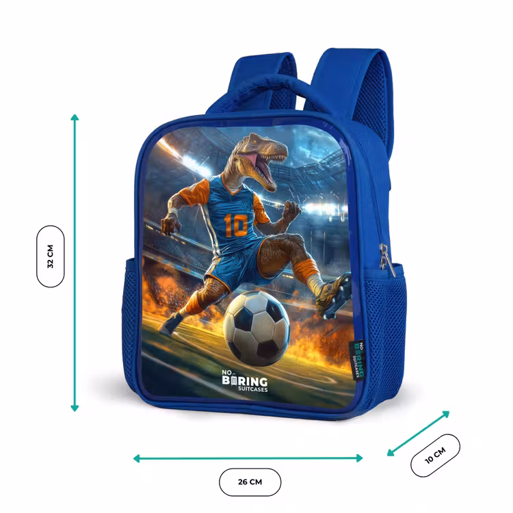 Kinderrugzak - Blauw - T-Rex als voetballer in vol stadion — 6