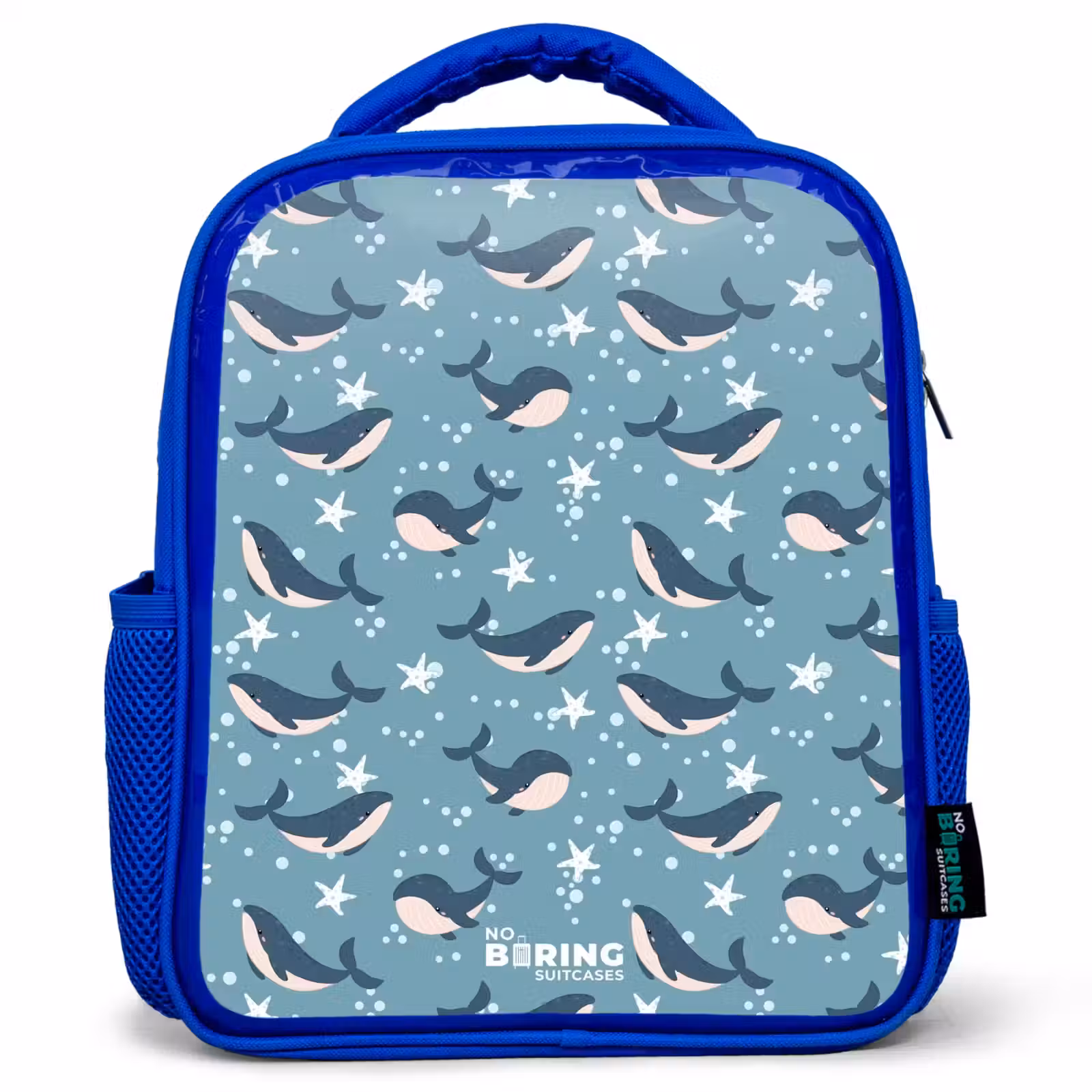 Kinderrugzak - Blauw - Donkerblauw walvissenpatroon met zeesterren — 1