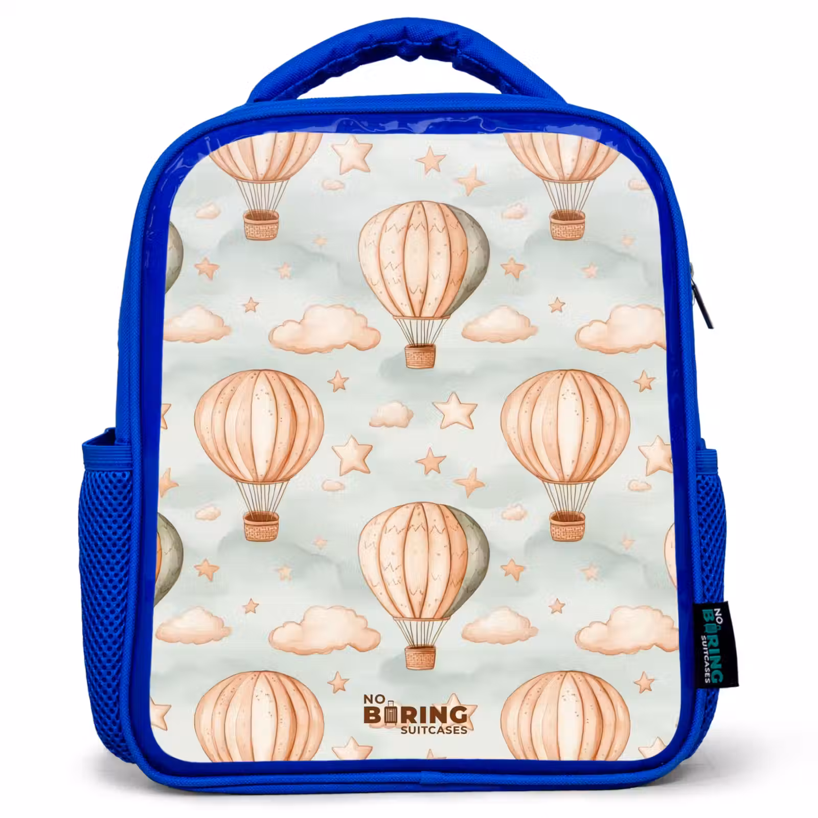 Kinderrugzak - Blauw - Vintage luchtballonnen in sepia met wolken en sterren — 1