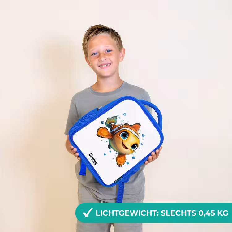 Kinderrugzak - Blauw - Clownvis met bellen op witte achtergrond — 2