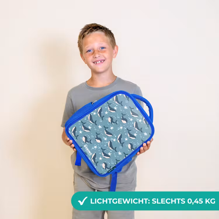 Kinderrugzak - Blauw - Donkerblauw walvissenpatroon met zeesterren — 2