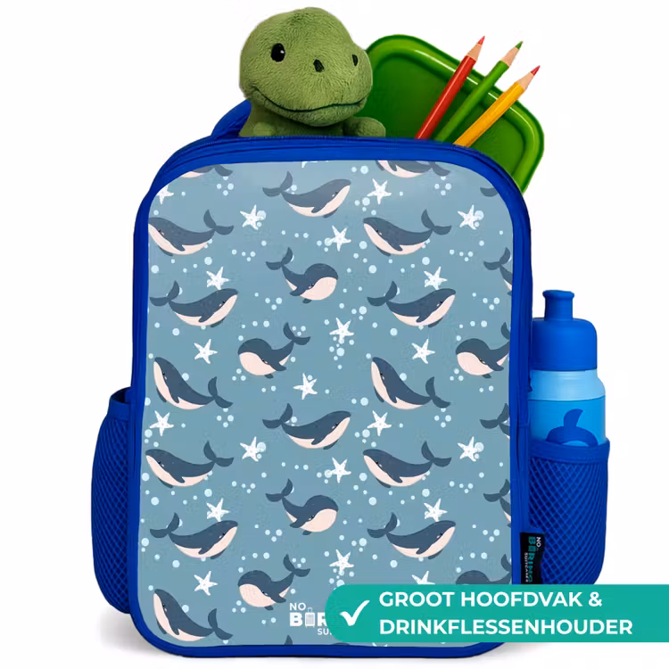 Kinderrugzak - Blauw - Donkerblauw walvissenpatroon met zeesterren — 5