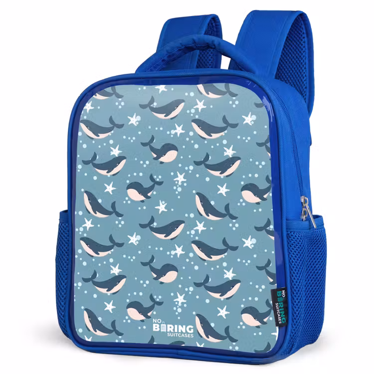 Kinderrugzak - Blauw - Donkerblauw walvissenpatroon met zeesterren — 9