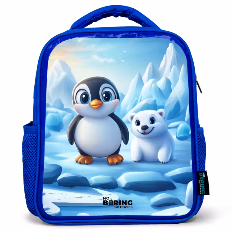 Kinderrugzak - Blauw - Pinguïn en ijsbeertje op ijsschotsen — 1