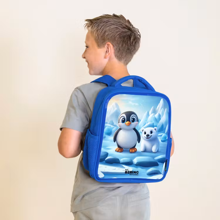 Kinderrugzak - Blauw - Pinguïn en ijsbeertje op ijsschotsen — 3