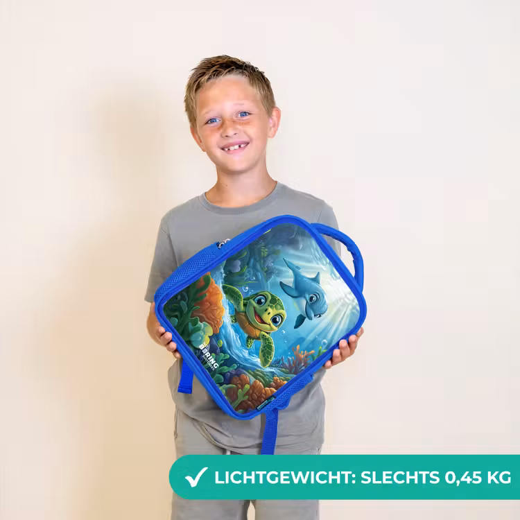 Kinderrugzak - Blauw - Schildpad en dolfijn in blauwe oceaan — 2