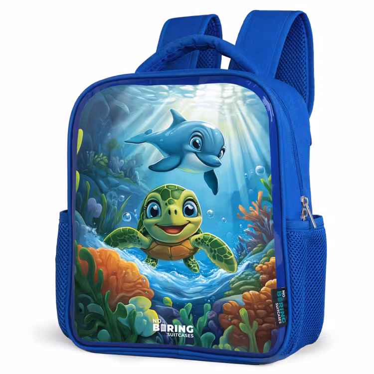 Kinderrugzak - Blauw - Schildpad en dolfijn in blauwe oceaan — 9