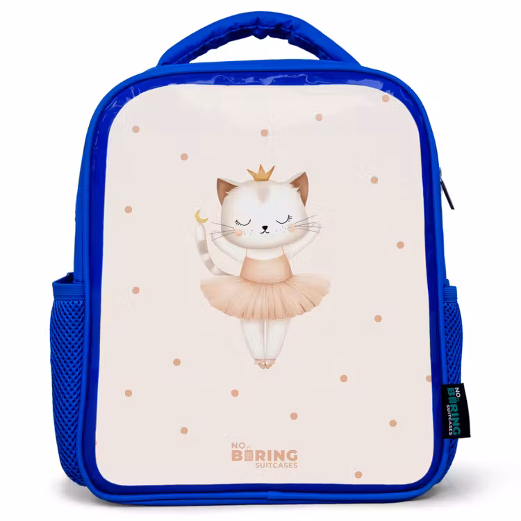 Kinderrugzak - Blauw - Ballerina kitten in beige kleuren — 1