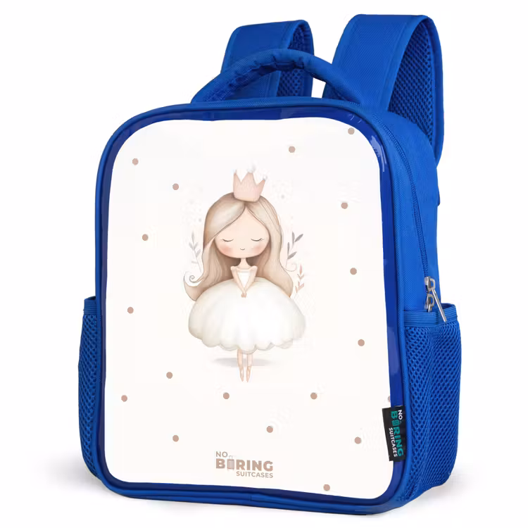 Kinderrugzak - Blauw - Ballerina prinses tussen beige stippen — 9