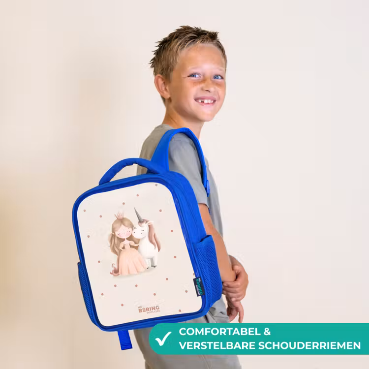 Kinderrugzak - Blauw - Prinses en een eenhoorn in pastel kleuren — 4