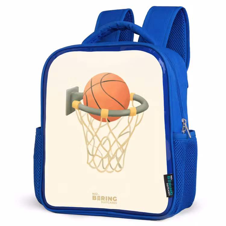 Kinderrugzak - Blauw - Basketbal in neutrale kleuren — 9