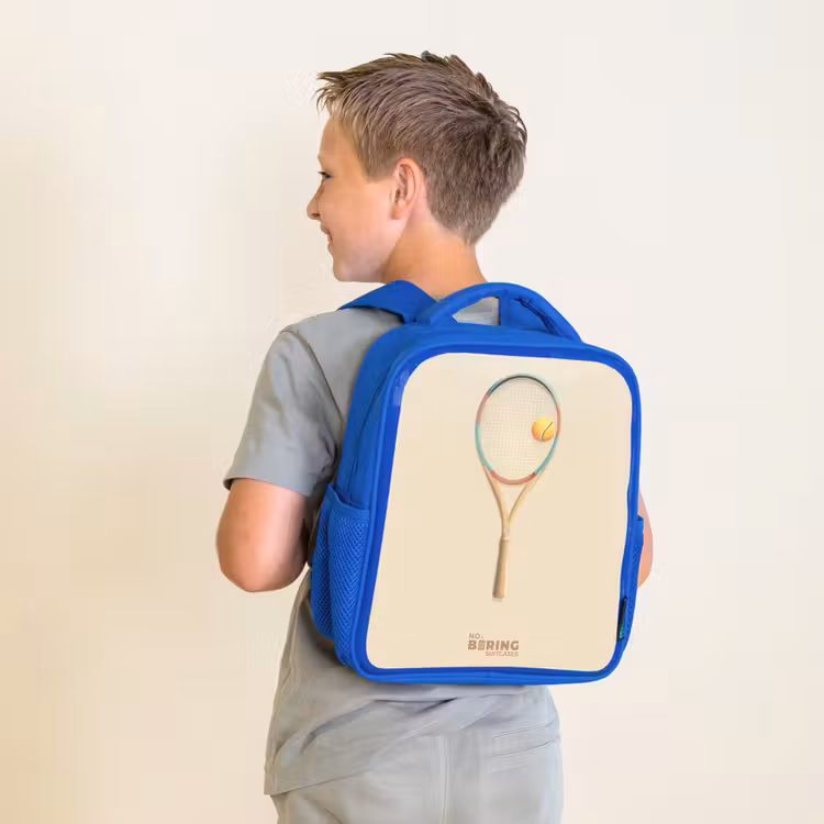 Kinderrugzak - Blauw - Een tennisracket in beige tinten — 3