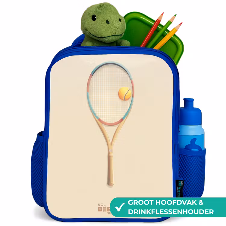 Kinderrugzak - Blauw - Een tennisracket in beige tinten — 5