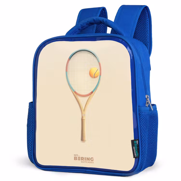 Kinderrugzak - Blauw - Een tennisracket in beige tinten — 9