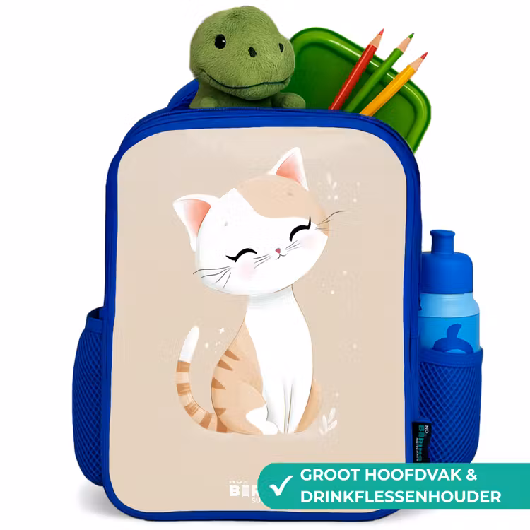 Kinderrugzak - Blauw - Kitten in de kleuren beige en wit — 5