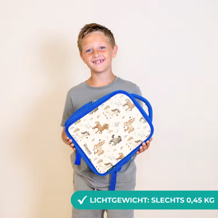 Kinderrugzak - Blauw - Patroon van veulens in beige en bruin kleuren — 2