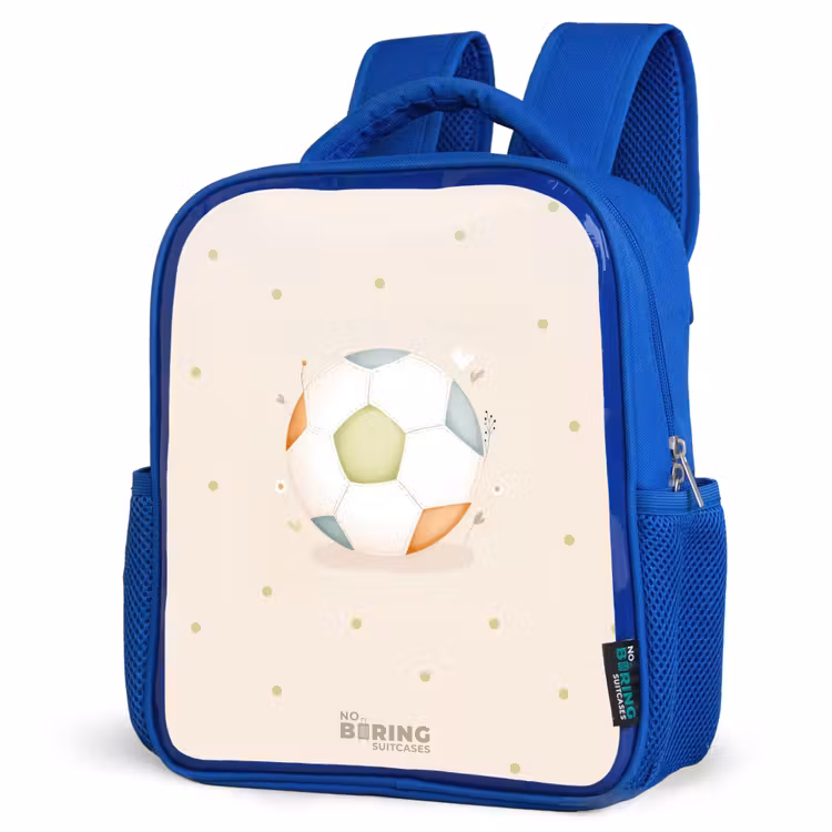 Kinderrugzak - Blauw - Voetbal in beige pastel kleuren — 9
