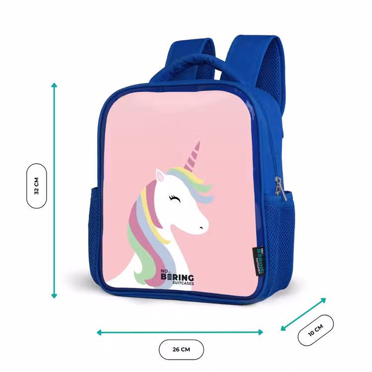Kinderrugzak - Blauw - Cartoon unicorn met regenboogmanen — 6