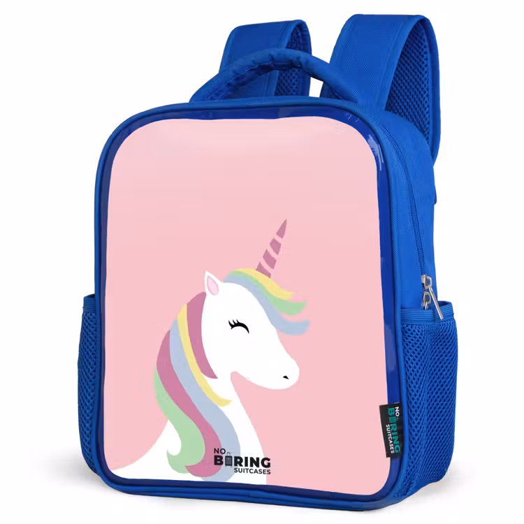 Kinderrugzak - Blauw - Cartoon unicorn met regenboogmanen — 9