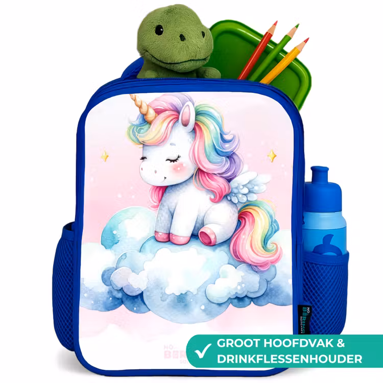 Kinderrugzak - Blauw - Eenhoorn met regenboogmanen op een wolk — 5