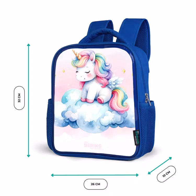 Kinderrugzak - Blauw - Eenhoorn met regenboogmanen op een wolk — 6