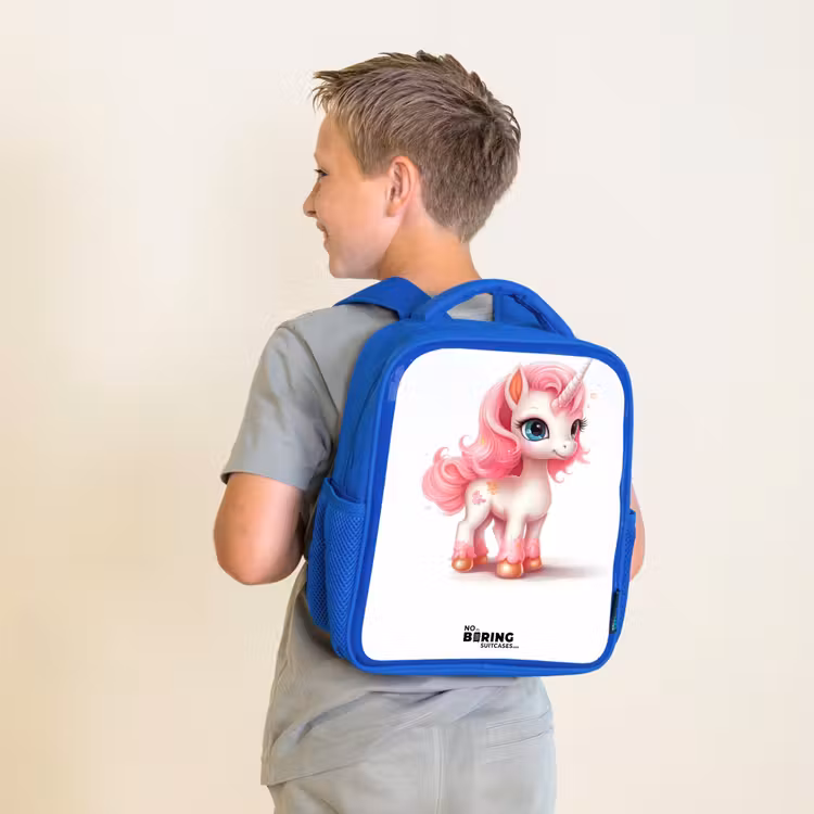 Kinderrugzak - Blauw - Eenhoorn met roze manen — 3