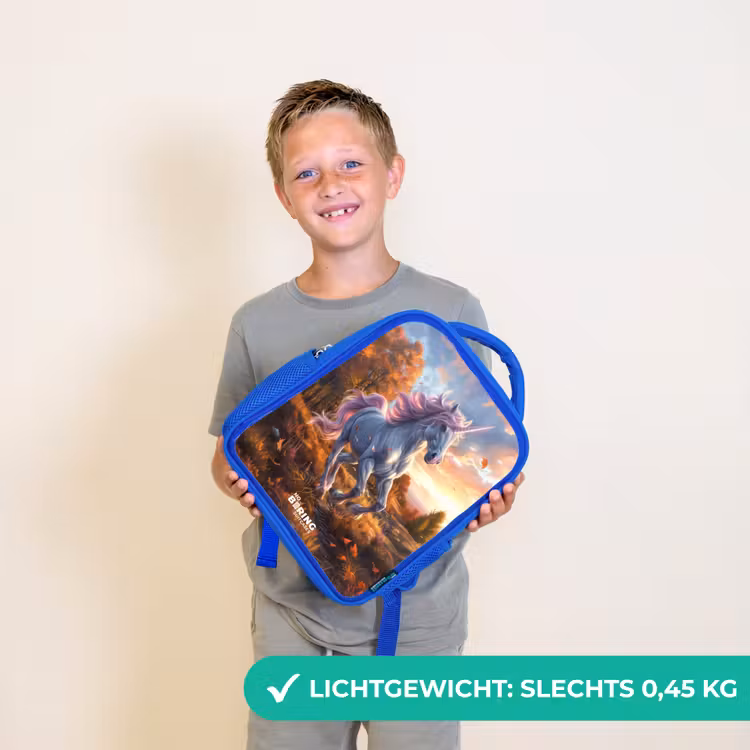 Kinderrugzak - Blauw - Galopperende Eenhoorn in Herfstwereld — 2