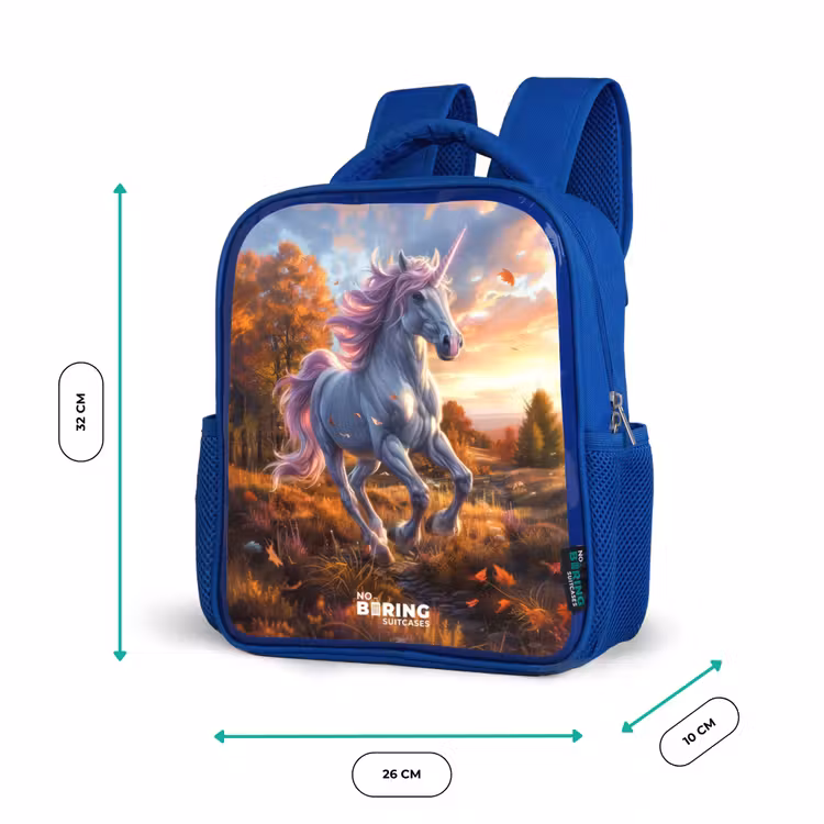 Kinderrugzak - Blauw - Galopperende Eenhoorn in Herfstwereld — 6