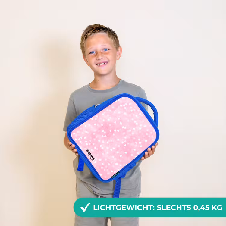 Kinderrugzak - Blauw - Roze glitter hartjes — 2