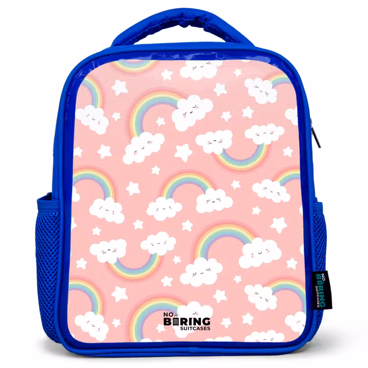 Kinderrugzak - Blauw - Roze met regenboog patroon — 1