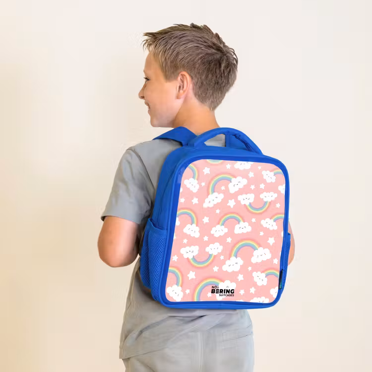 Kinderrugzak - Blauw - Roze met regenboog patroon — 3