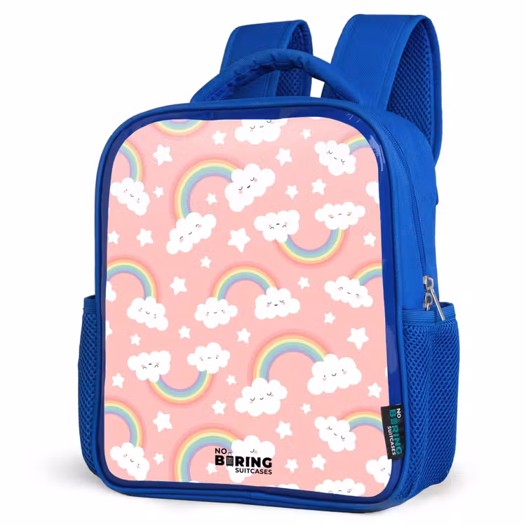 Kinderrugzak - Blauw - Roze met regenboog patroon — 9