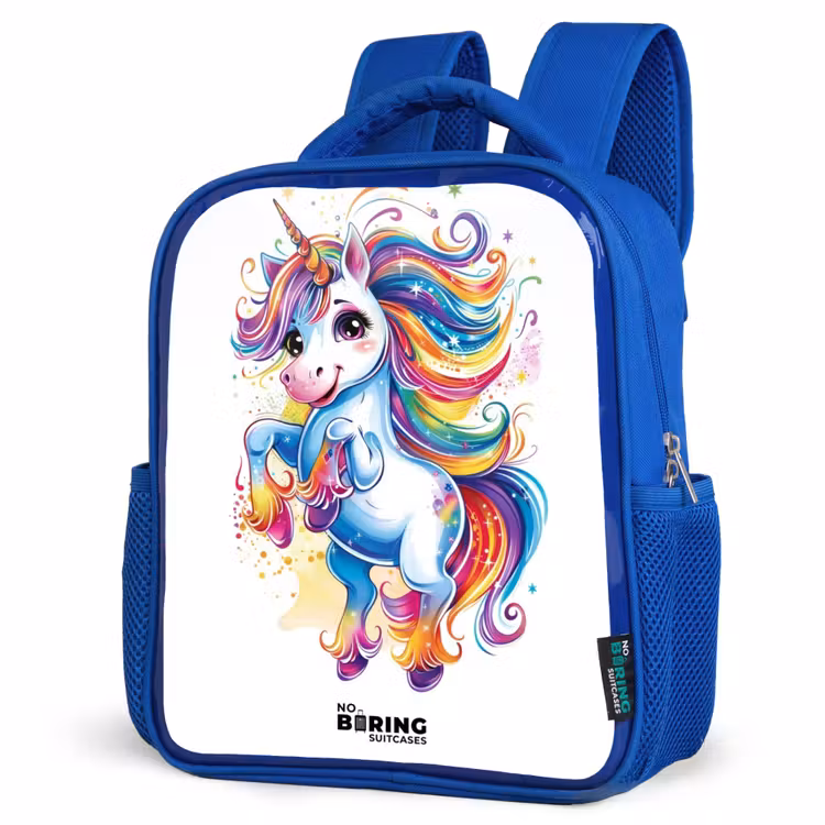 Kinderrugzak - Blauw - Steigerende Eenhoorn met Regenboogmanen — 9
