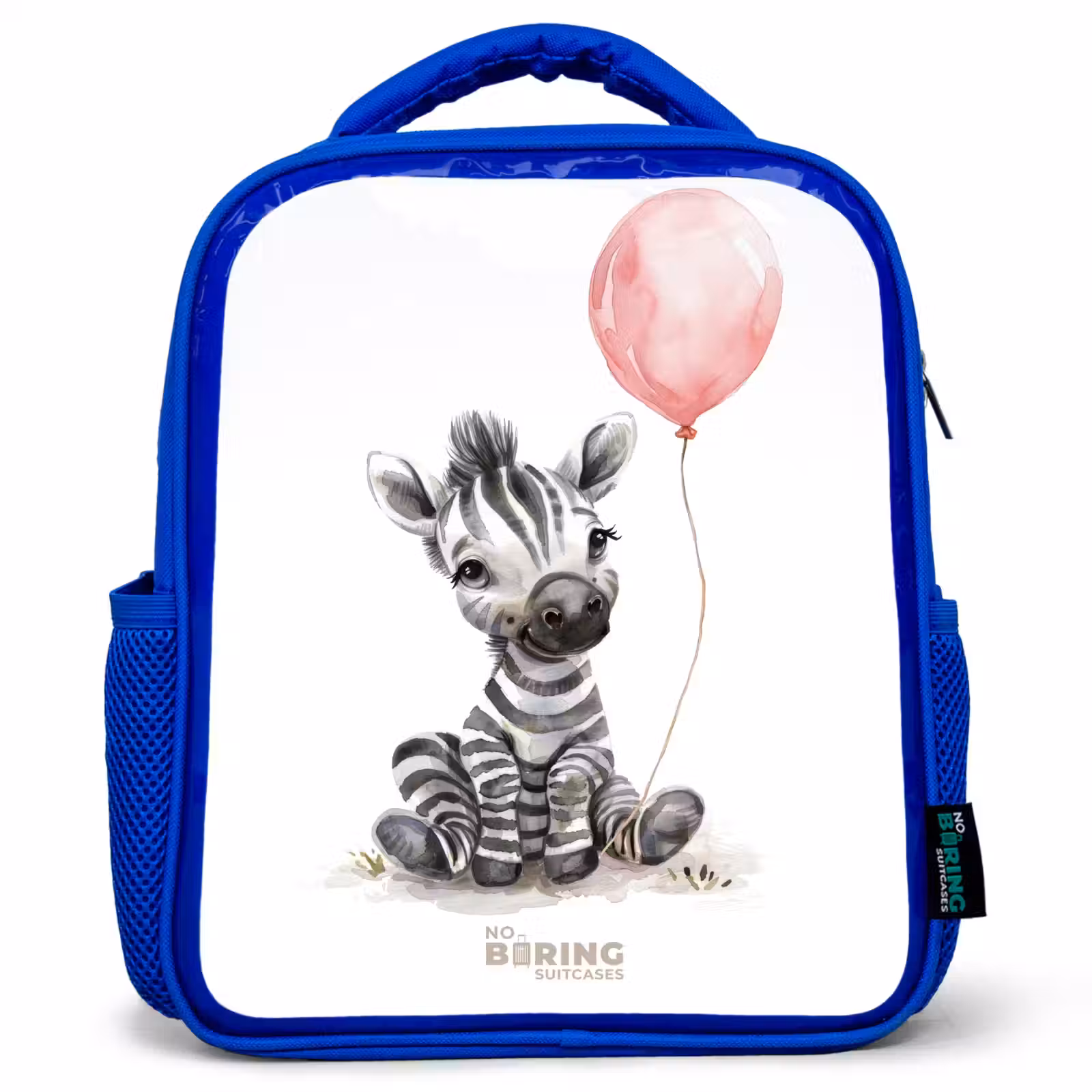 Kinderrugzak - Blauw - Zebra met roze ballon — 1