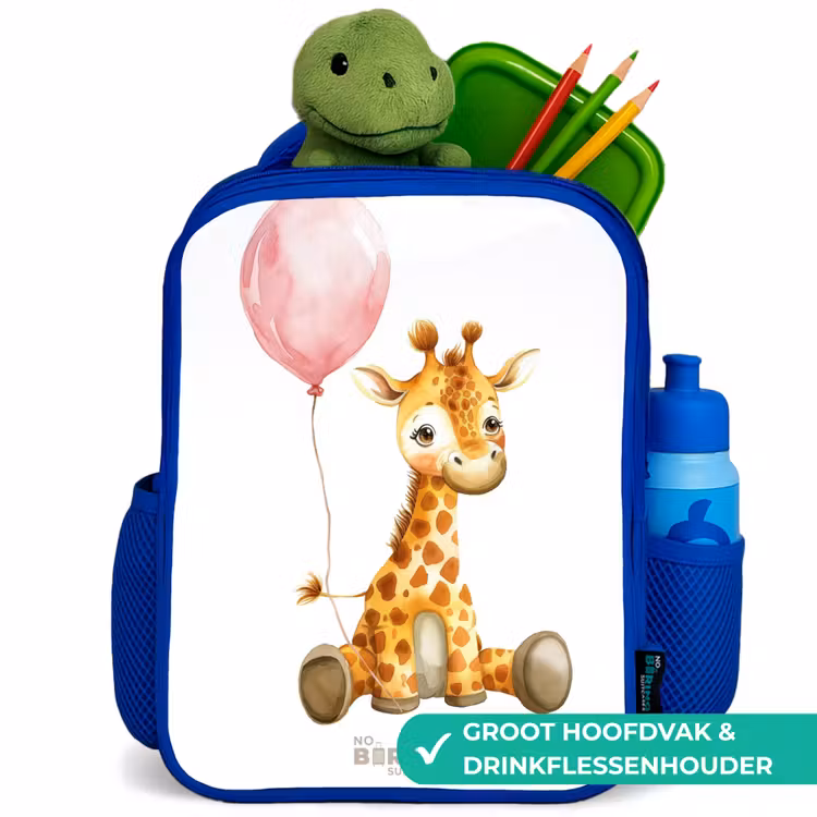 Kinderrugzak - Blauw - Giraffe met roze ballon — 5